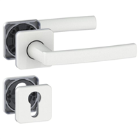 Ensemble poignée de porte à clé en I avec rosace Vachette Koya - alu blanc - carré 7 mm