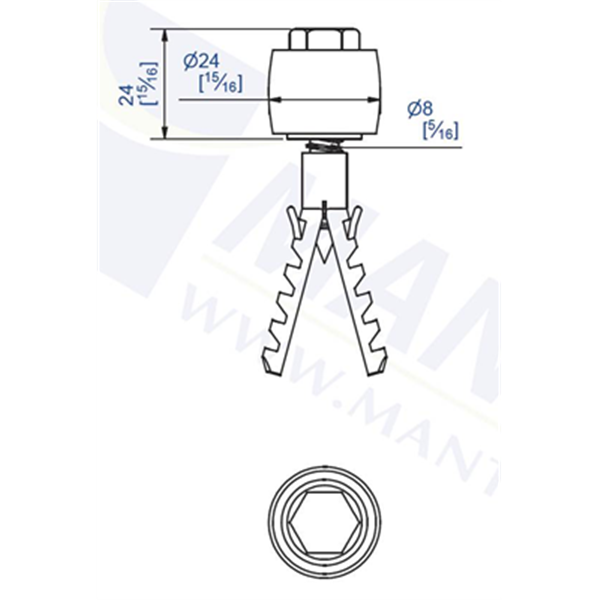 Guide à 1 olive nylon sur cheville S10 pour U 30x30