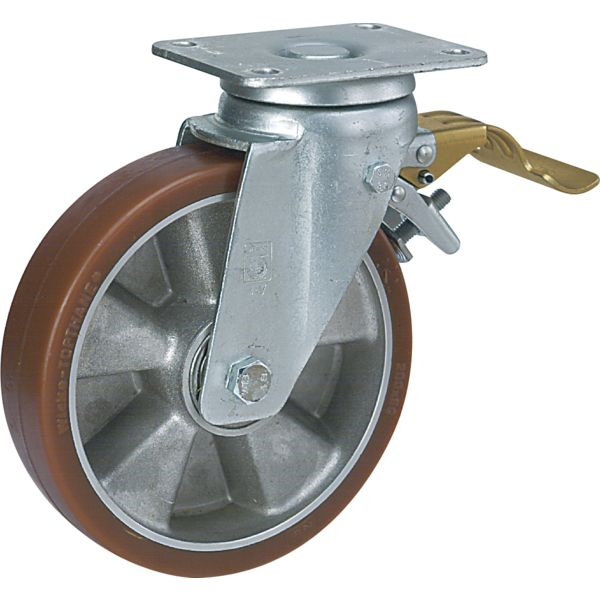 Roulette à platine pivotante avec frein - 200 mm - capacité 900 kg