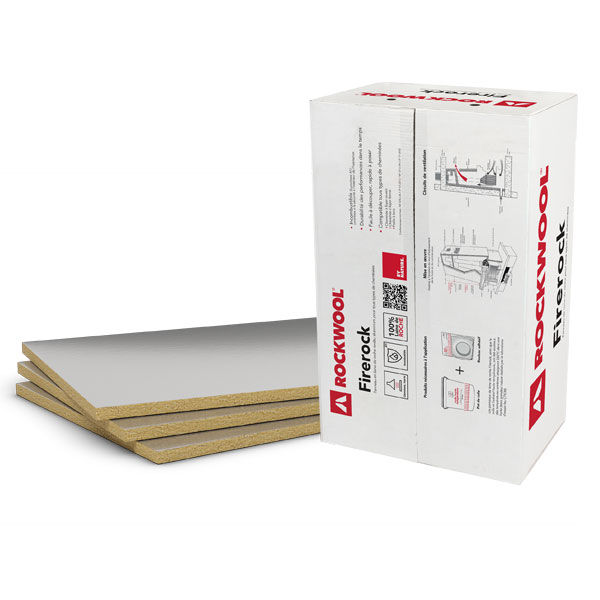 Panneau isolant en laine de roche pour cheminées et inserts - Firerock - 0,6 m x 1 m - Ép.40 mm - R.0,6 m².k/w