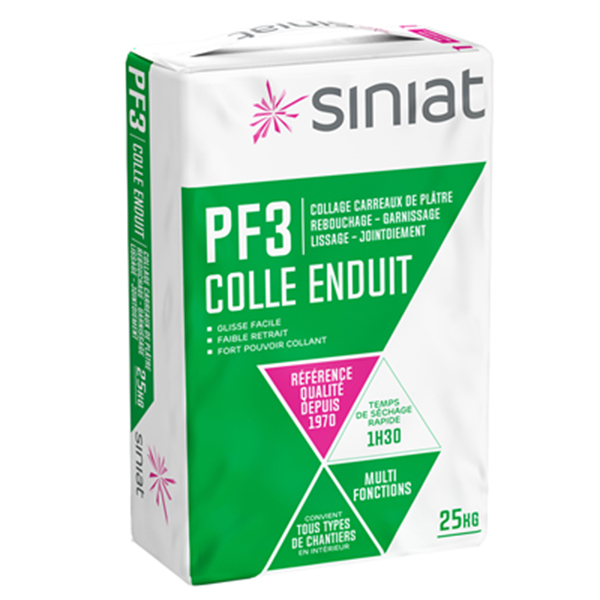 Colle enduit PF3 pour cloisons en carreaux de plâtre - sac de 25,0 KG