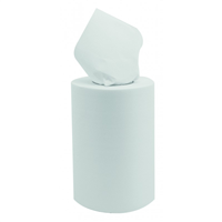 Essuie main 100% cellulose blanche à dévidage central  - 2 plis - 200 feuilles format 19.4 x 25 cm - Lot de 9 bobines