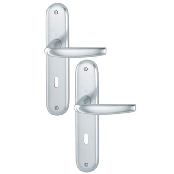 Poignée de porte clé en L - Atlanta Hoppe - porte 40-46 mm carré 7 mm - Alu aspect argent