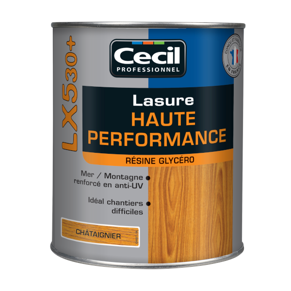 Lasure bois protection élevée Cecil LX530 aspect satin châtaignier 5L