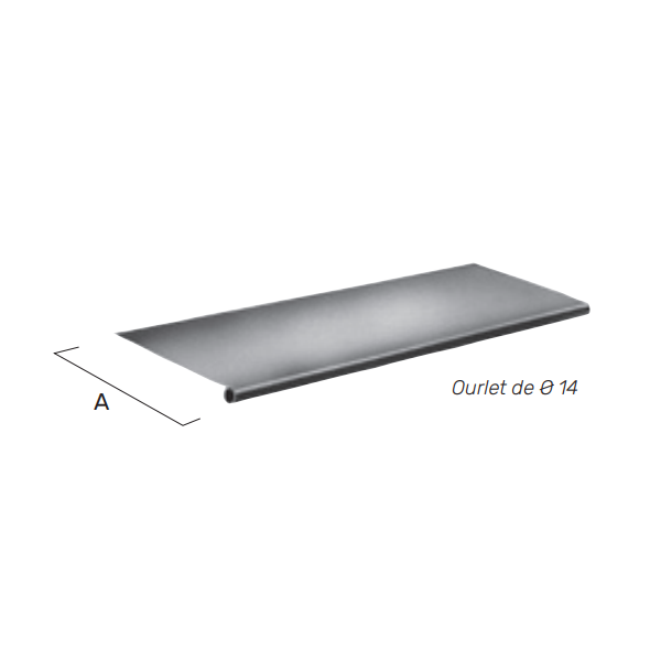 Bande de doublis à ourlet en zinc VMZINC pour couverture de toit - développé de 250 MM - ép. 0.65 MM - 2 M