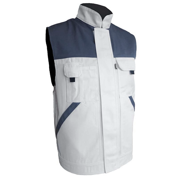 Gilet sans manche blanc de travail Typhon en polycoton blanc gris - XXL