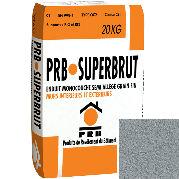 Enduit monocouche semi-allégé à grain fin PRB Superbrut type OC2 - Vancouver - sac de 20 kg
