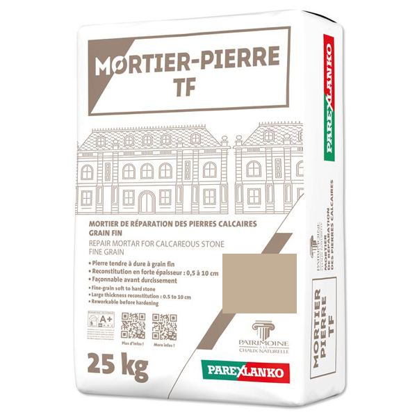 Mortier de réparation des pierres calcaires 0,5 à 10 cm - Mortier Pierre TF Parex - Angoulême - Sac de 25 KG