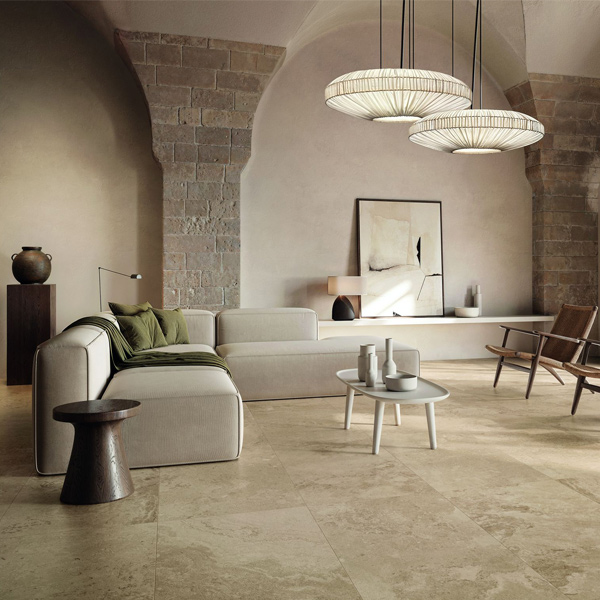 Carrelage sol intérieur antidérapant effet pierre en grès cérame rectifié - Solithe - 60,0 CM x 60,0 CM - ép.9,00 MM - Clair structuré