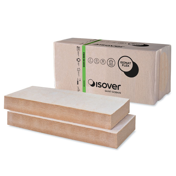 Panneau fibre de bois Isonat Flex 55 - isolation par l'intérieur - R = 4,00 m².K/W - 1,22 M x 0,58 M - ép. 145,00 MM