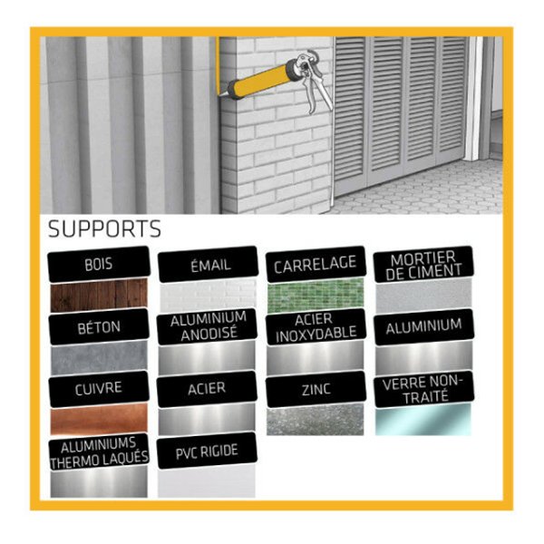 Mastic silicone pour joints de menuiseries et vitrages - SikaSeal 110 - 300 ml - cartouche de Gris