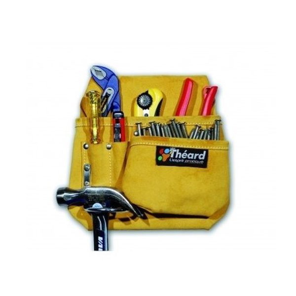 Poche à outils en daim à 5 poches - Théard - Avec 1 anneau pour marteau