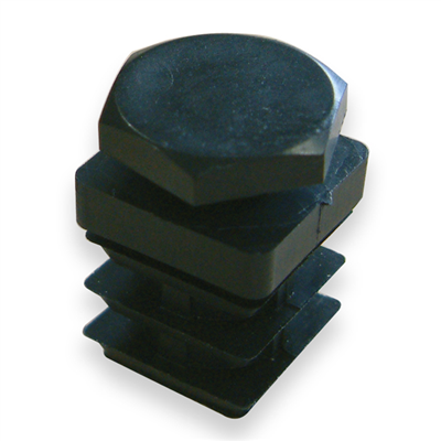 Embout carré pied ajustable pour tube - noir - 20 x 20 mm - lot de 4