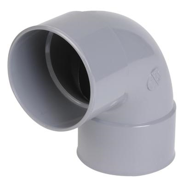 Coude pour tube de descente - Femelle / femelle - Angle 87° - Diamètre 80 mm - PVC - Gris