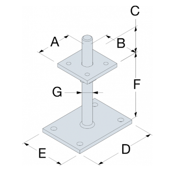 Pied de poteau réglable PPB80G-R Simpson Strong de 40 à 200 mm platine 80 x 80 mm