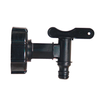 Raccord cuve citerne IBC 1000L - Ecrou S60X6 Robinet 20x27 automatique - Plastique noir