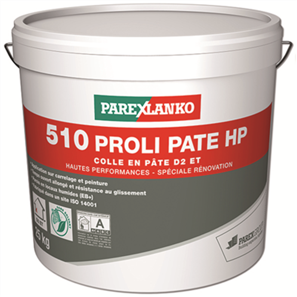 Colle en pâte pour pose murale de carrelage en local humide - Proli Pâte HP 510 - Blanc - seau de 25 KG