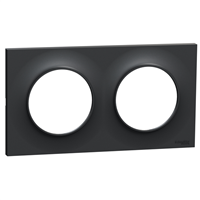 Plaque de finition double Schneider Odace Styl pour 2 postes encastrés - gris anthracite