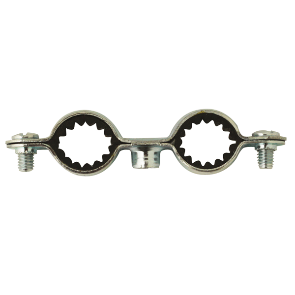 Collier isophonique double - Fixation tuyauterie - acier zingué blanc - M7 x 150 - Ø20 mm - Boîte de 50