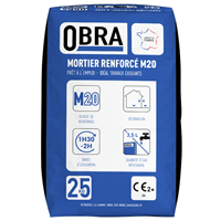 Mortier sec renforcé M20 pour travaux courants de maçonnerie - Obra - prêt à gâcher - Sac de 25 kg
