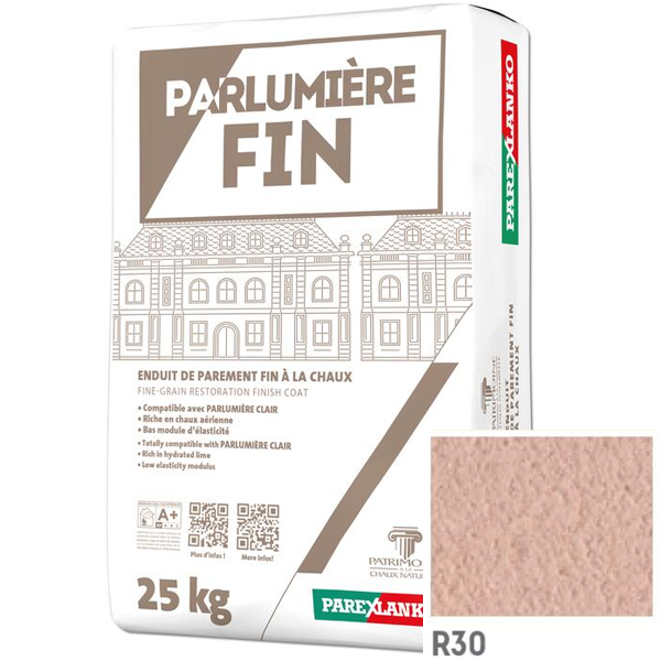 Enduit de parement à la chaux à grain fin Parexlanko Parlumière - R30 Rose parme - Sac de 25 KG
