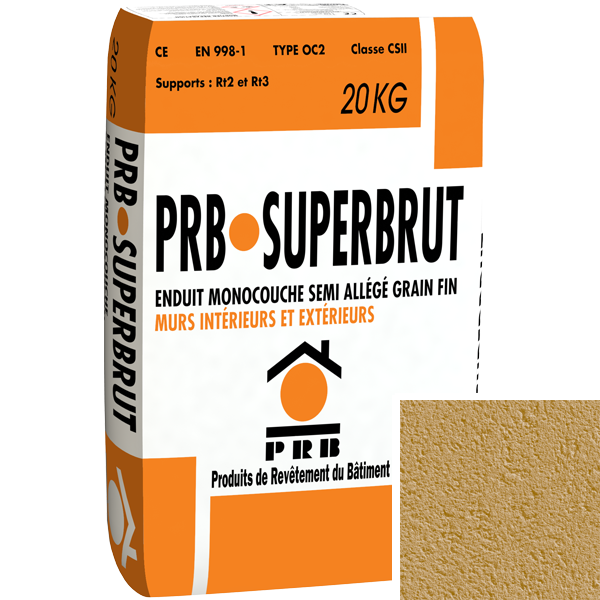 Enduit monocouche semi-allégé à grain fin PRB Superbrut type OC2 - Bahia - sac de 20 kg