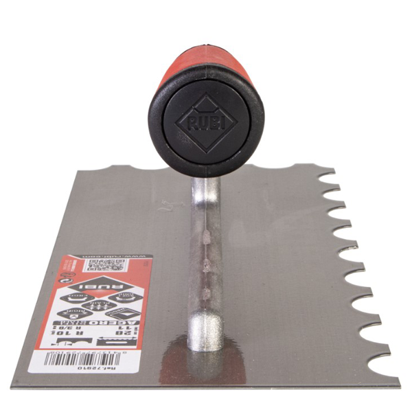 Platoir colle acier manche bi-matière Rubilex ouvert - 28 cm - Dents demi-lune