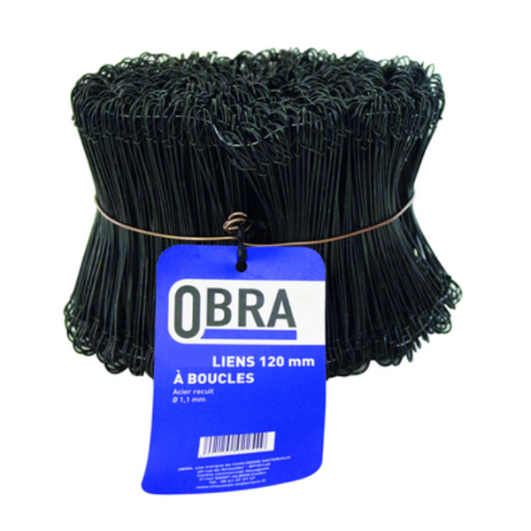 Lien à boucle recuit Obra longueur 120 mm - lot de 1000