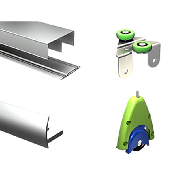 Ensemble coulissant pour portes de placards en 3 mètres - Picto Star Mantion - Anodisé naturel