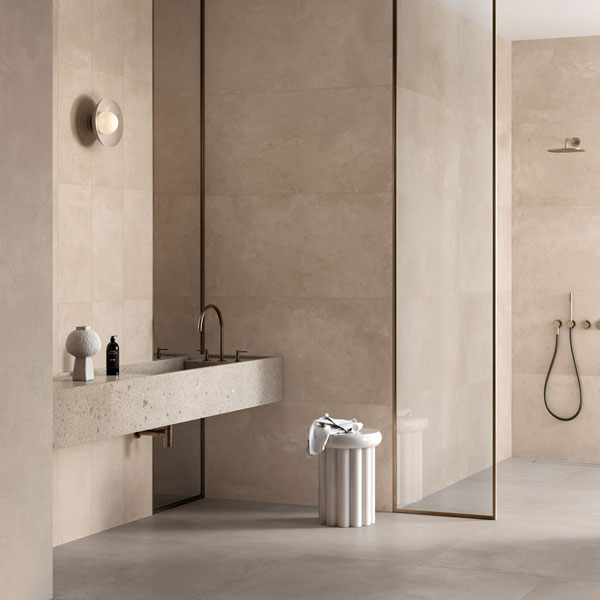 Carrelage intérieur effet béton en grès cérame rectifié - Framework Concrete GRIP - 60,0 cm x 30,00 cm - ép. 8,2 mm - Beige