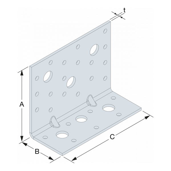 Equerre large renforcée AE - acier galvanisé - 90 x 48 x 75 mm épaisseur 3 mm