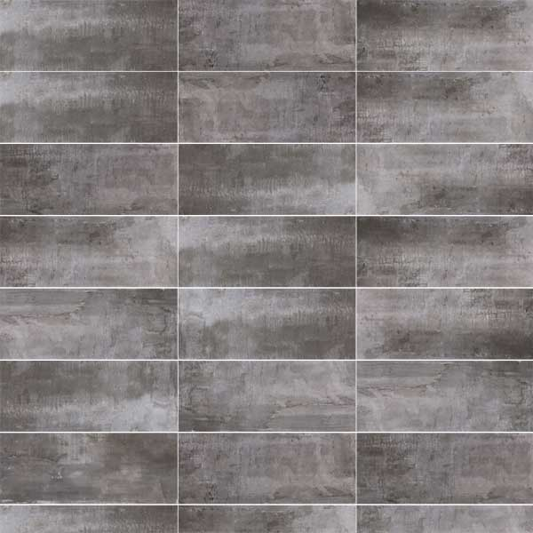 Carrelage imitation carreaux de ciment - Faïence salle de bain - Groove - 50,0 CM x 25,0 CM - ép. 8,50 MM - Antracita