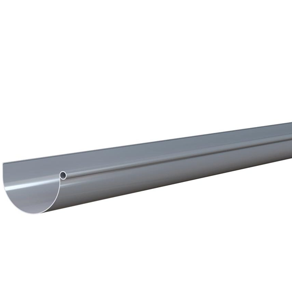 Gouttière demi-ronde à ourlet MEP GD25 en PVC Gris - développé 250 MM - longueur 4 M