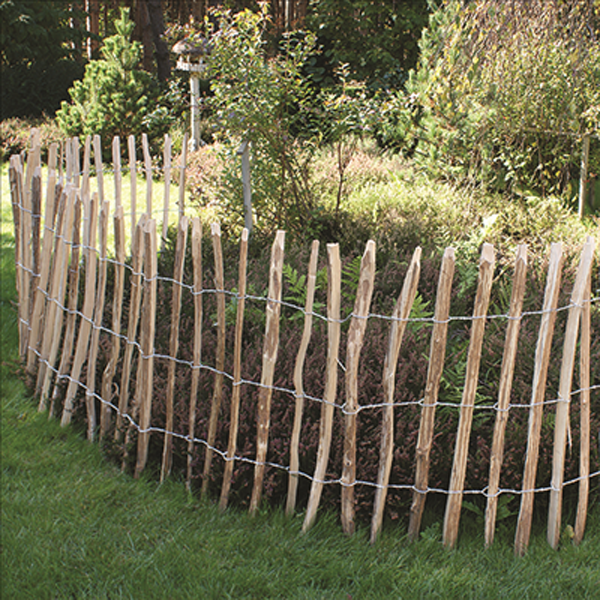 Clôture ganivelle en bois de noisetier - lien en acier galvanisé - rouleau de 5,00 M - hauteur 0,90 M