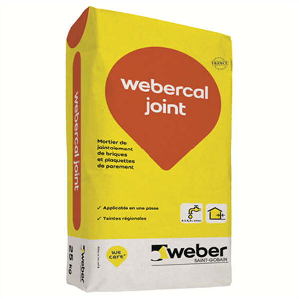 Mortier de jointoiement Ton pierre - Webercal Joint - pour brique et plaquette - sac de 25 KG
