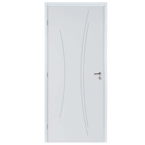 Bloc-porte prépeint Kaori blanc à âme isolante - Gypso - 204 CM x 83 CM - gauche poussant - Serrure de sûreté 3 points