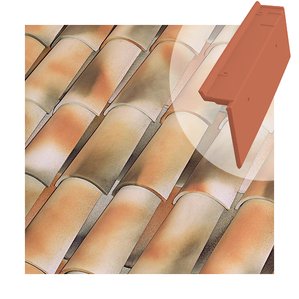 Tuile de rive à rabat universelle Tejas Borja - côté droit du toit - coloris Nature Vilavella - 470 MM x 90 MM