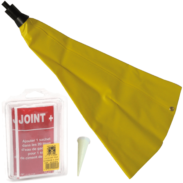 Poche à joint carrelage Mondelin avec 1 embout et 2 doses d'adjuvant Joint+