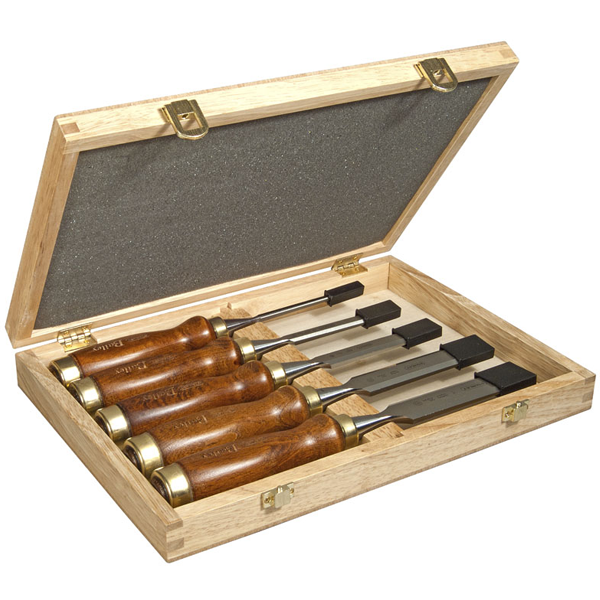 Coffret de 5 ciseaux à bois Stanley avec manche bois largeur 6-10-15-20-25 mm