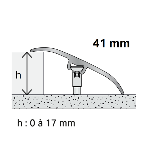Seuil de porte multi-niveaux à fixation invisible - Harmony Dinac -  strié - 41 MM - 93,0 CM