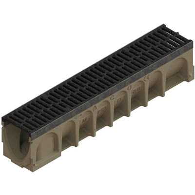 CANIVEAU BETON/POLYESTER 150MM GRILLE FONTE C250 L1M