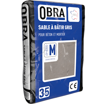 Sable à bâtir pour travaux de maçonnerie Obra granulométrie 0/4 Mixte sac de 35 kg