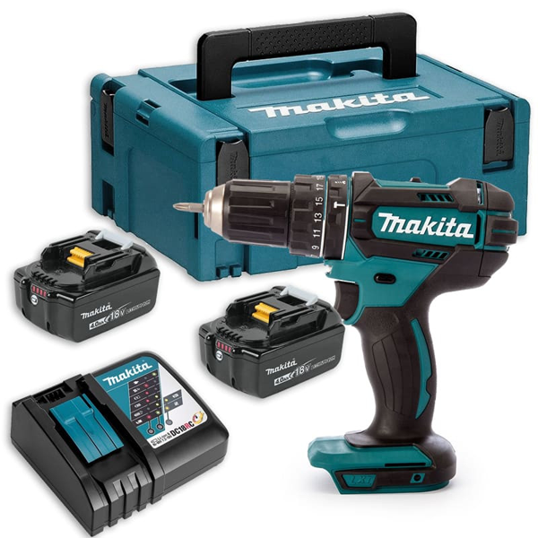 Perceuse visseuse à percussion - Makita DHP482RMJ - 18 V Li-Ion 4 Ah - Ø 13 mm - 2 batteries et chargeur
