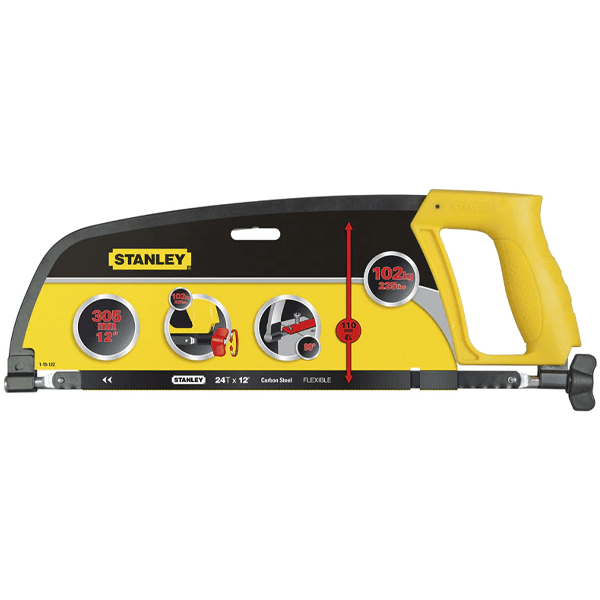 Scie à métaux avec poignée révolver Stanley longueur 300 mm