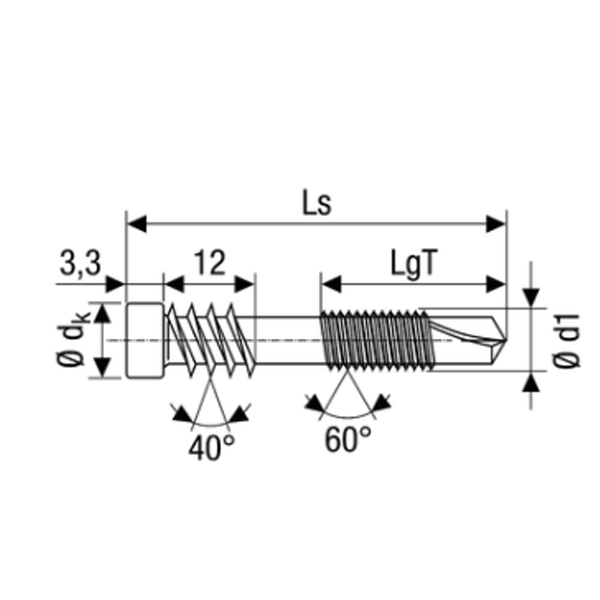 Vis de terrasse Alu - 5x44mm tête cylindrique à double filet acier inoxydable A2 - boîte de 100