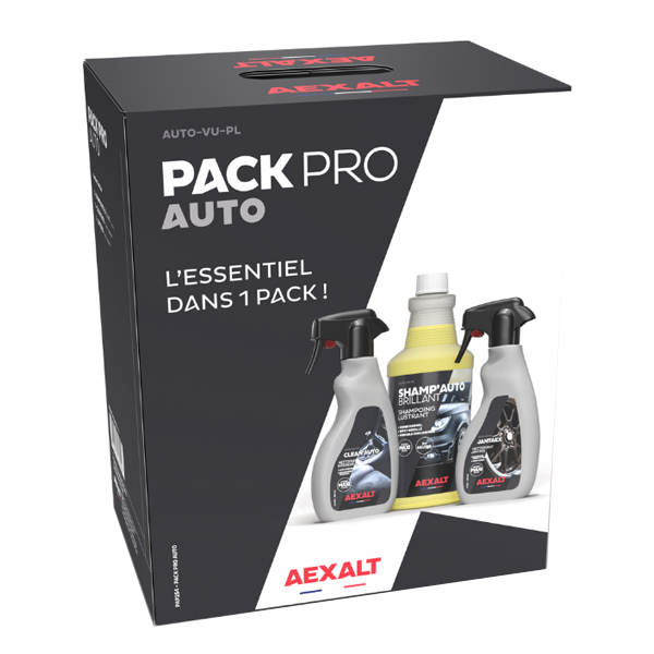 Pack de nettoyants pour voiture - intérieur, jantes et carrosserie - Pack Pro Auto Aexalt