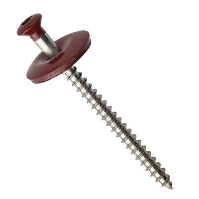 Vis bois inox pour tuile de rive - TGS Torx - Rouge tuile RAL8012 - 4,5 MM x 60,0 MM - Boîte de 100