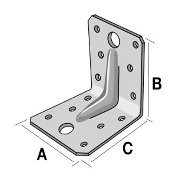 Équerre renforcée EB/7070 Simpson Strong-Tie - 70 x 70 mm - largeur 55 mm - ép. 2 mm