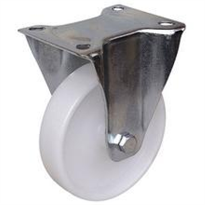 Roue polyamide blanc sur chape inox diamètre 80 mm