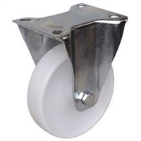 Roue polyamide blanc sur chape inox diamètre 80 mm